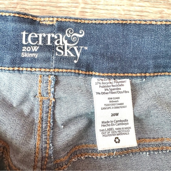 Terra & Sky Blue Skinny Mid Rise Jeggings Denim Jeans Stretch Plus Size 20 W - Picture 4 of 5